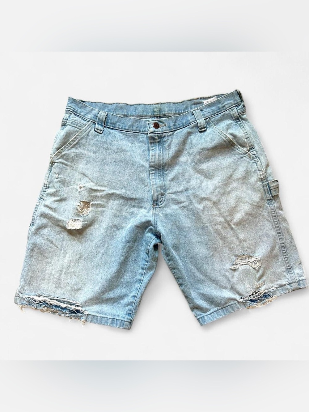 Light Blue Distressed Wrangler Men's Denim Shorts